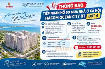 THÔNG BÁO TIẾP NHẬN HỒ SƠ MUA NHÀ Ở XÃ HỘI HACOM OCEAN CITY 01 ĐỢT 4/2026